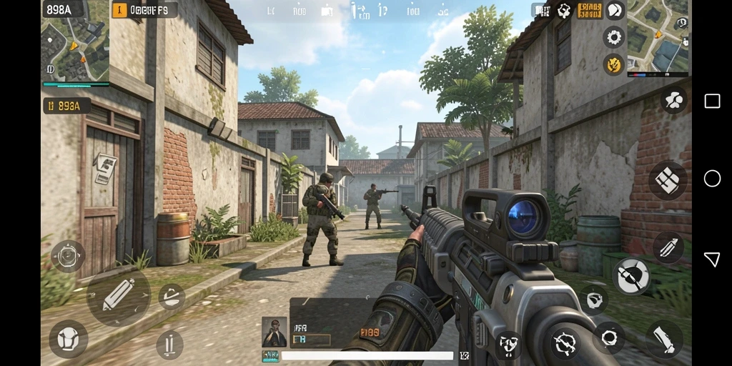 Tampilan layar permainan FPS 898A yang mendebarkan dan penuh aksi.