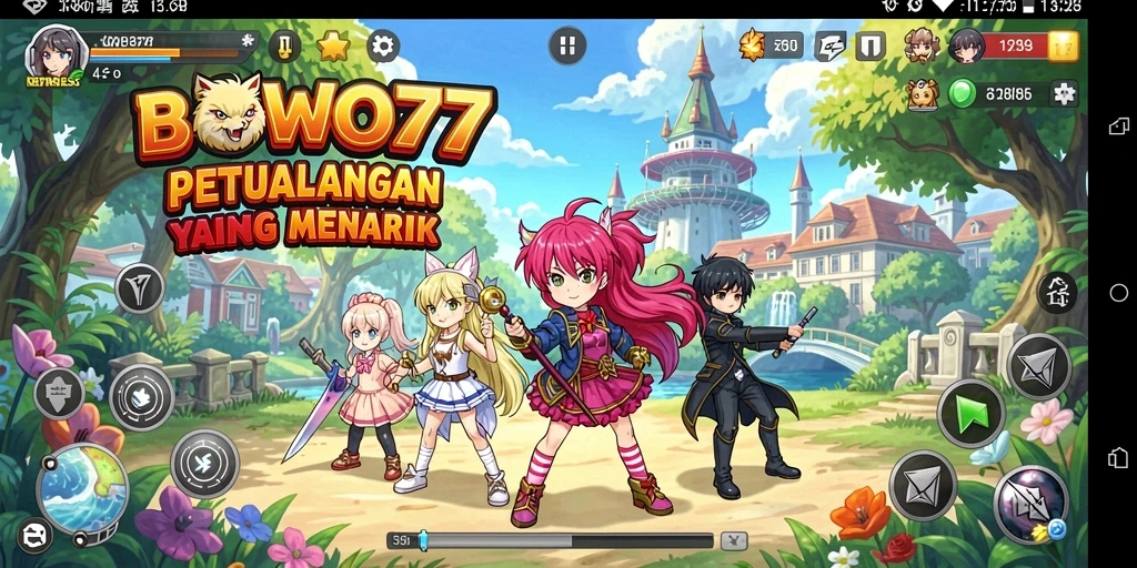 Tampilan gameplay BOWO77 yang penuh aksi dan warna-warni.