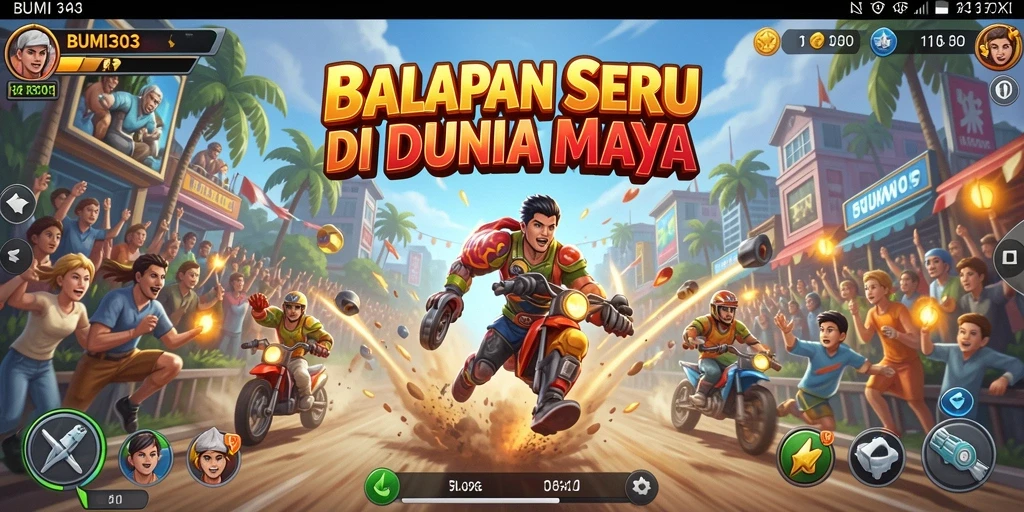Tampilan menarik dari gameplay BUMI303 menunjukkan balapan yang mendebarkan.