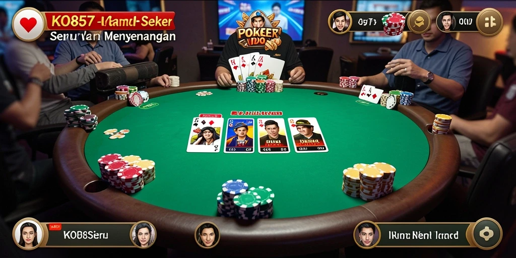 Screenshot gameplay KO857 menampilkan suasana poker yang mendebarkan.