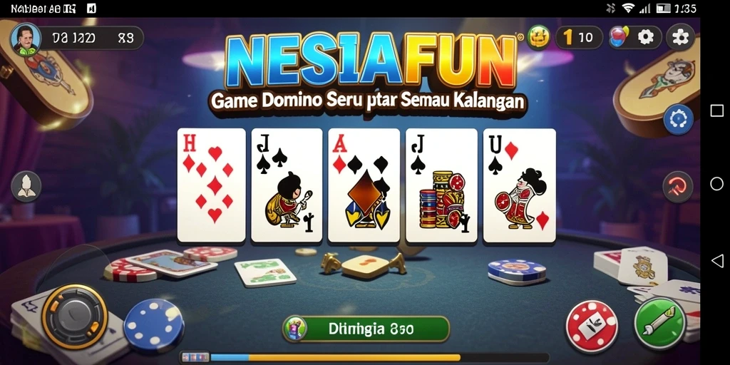 Screenshot utama NESIAFUN menunjukkan pemain yang asyik bermain Domino.