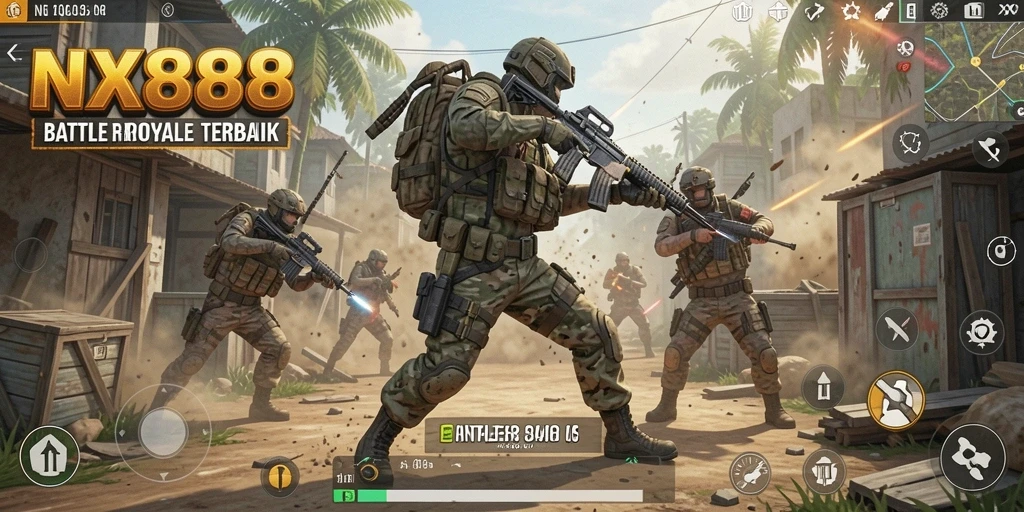 Gameplay seru di NX888 dengan pertempuran Battle Royale.