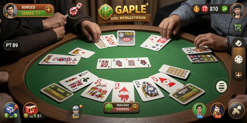 Screenshot gameplay PT89 dengan suasana permainan Gaple yang menarik.