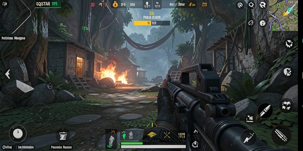 Tampilan gameplay seru dari QQSTAR dalam pertempuran yang mendebarkan.