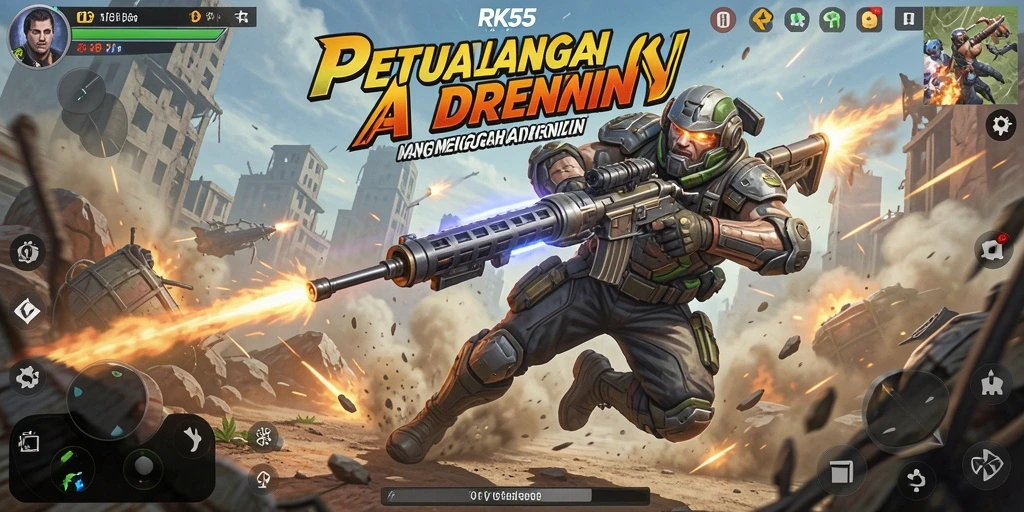 Tampilan gameplay RK55 yang penuh aksi dan menegangkan.