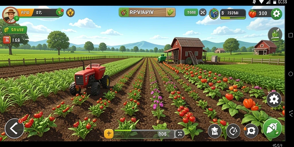 Tampilan gameplay RPVIP6 dengan aktivitas bertani yang seru.