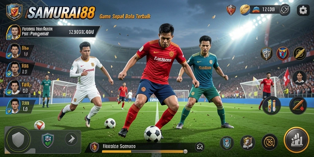 Tampilan gameplay menarik dari SAMURAI88 saat pertandingan sepak bola.