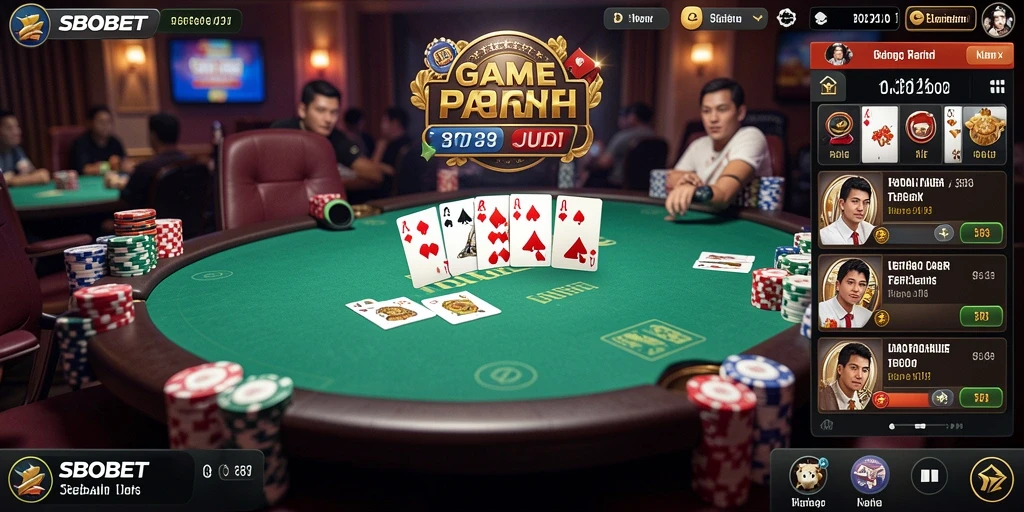 Screenshot gameplay SBOBET menampilkan suasana poker yang menegangkan.