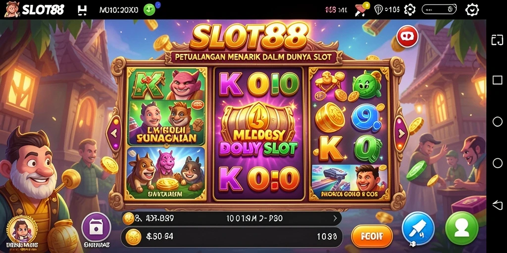 Screenshot utama menunjukkan gameplay seru dan penuh warna dari SLOT88.